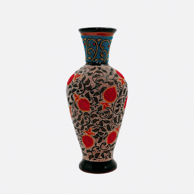 Unique handmade vase from Rishtan (Uzbekistan), 30 cm, drip technique