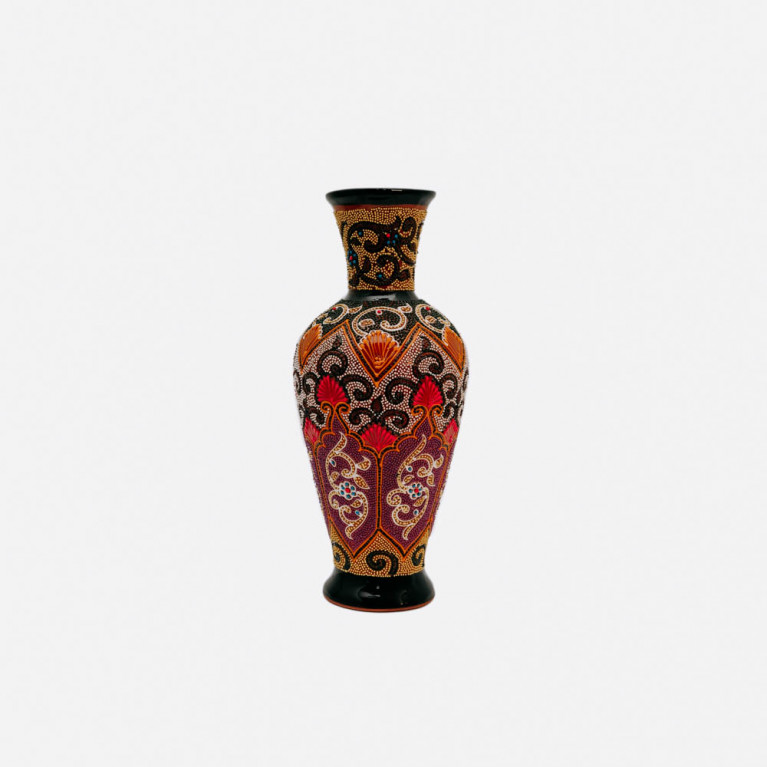 Unique handmade vase from Rishtan (Uzbekistan), 30 cm, drip technique