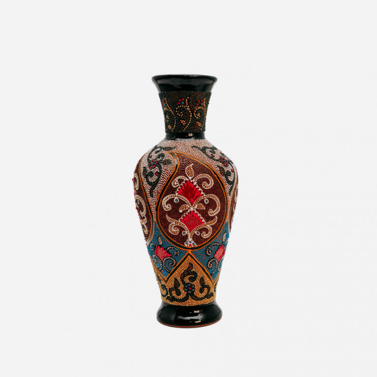 Unique handmade vase from Rishtan (Uzbekistan), 30 cm, drip technique