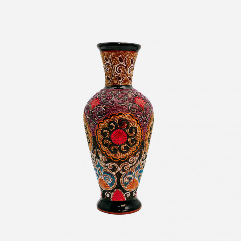 Unique handmade vase from Rishtan (Uzbekistan), 30 cm, drip technique