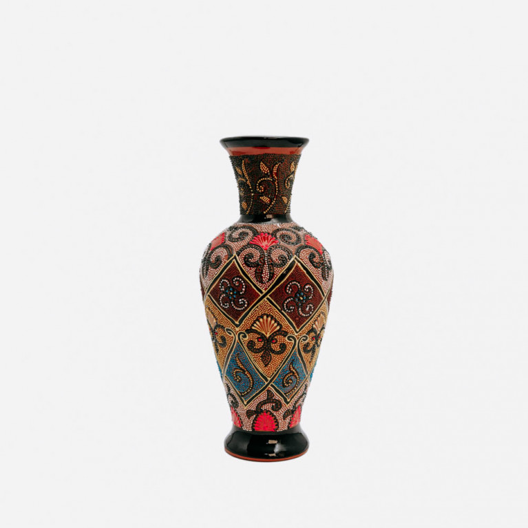 Unique handmade vase from Rishtan (Uzbekistan), 30 cm, drip technique