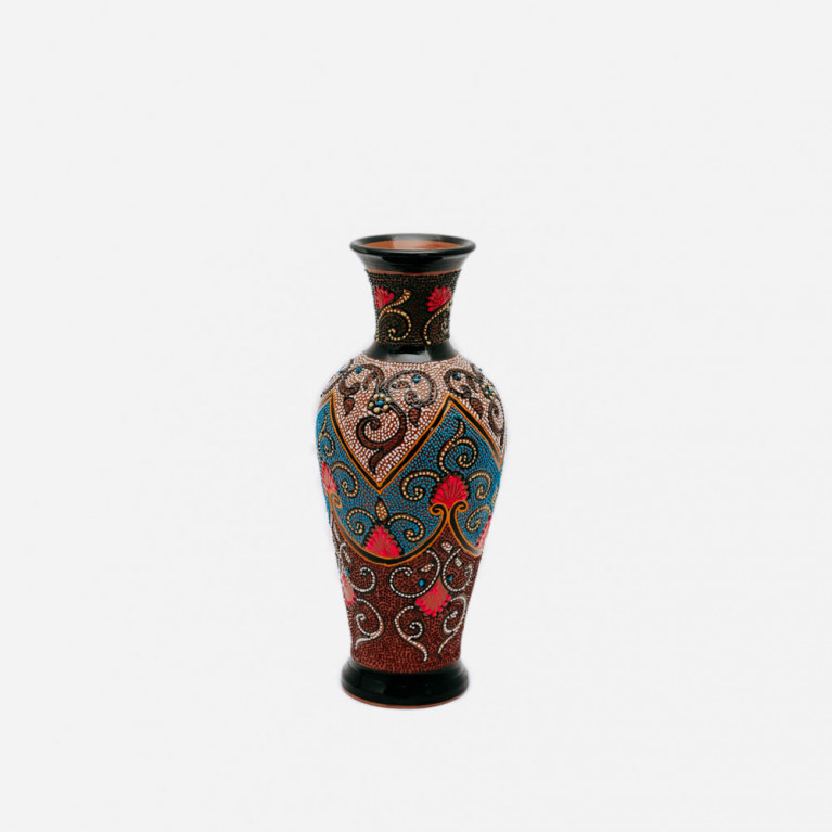 Unique handmade vase from Rishtan (Uzbekistan), 30 cm, drip technique