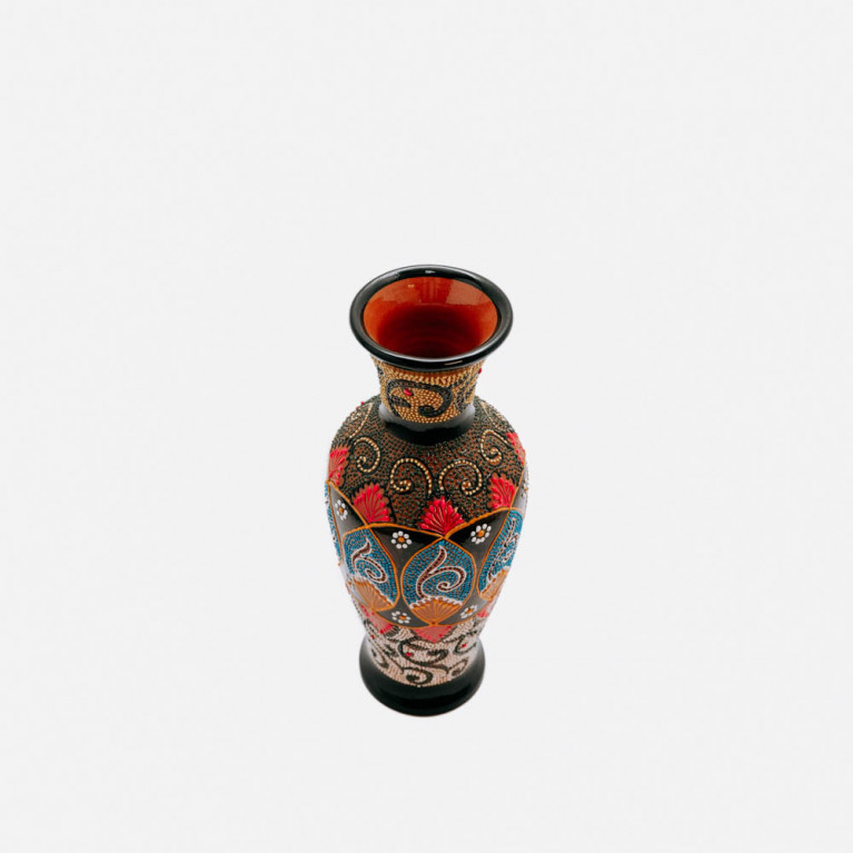 Unique handmade vase from Rishtan (Uzbekistan), 30 cm, drip technique