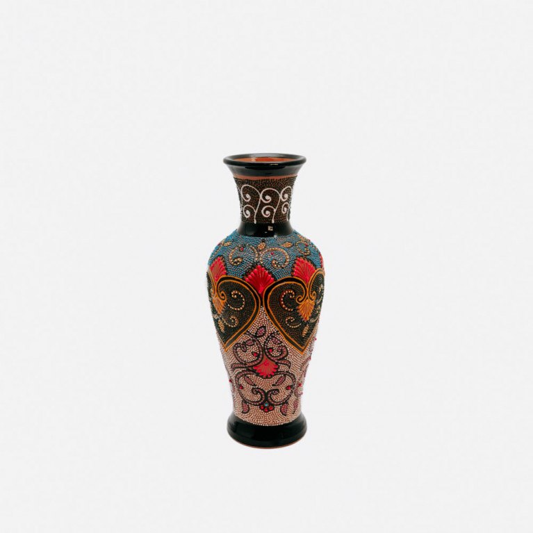 Unique handmade vase from Rishtan (Uzbekistan), 30 cm, drip technique