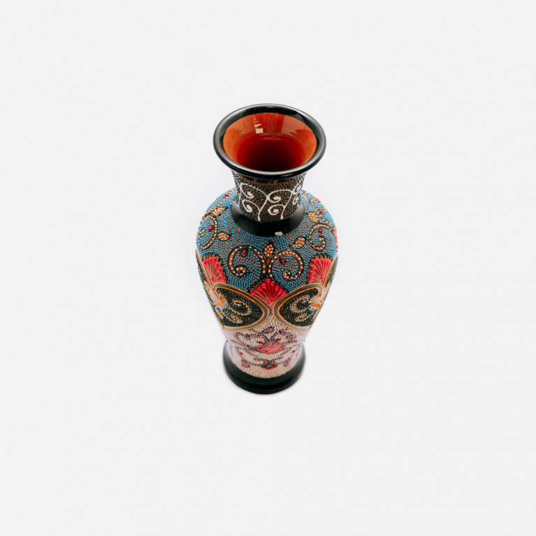 Unique handmade vase from Rishtan (Uzbekistan), 30 cm, drip technique