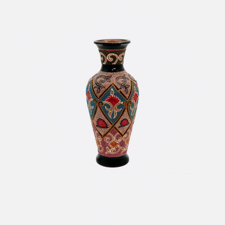 Unique handmade vase from Rishtan (Uzbekistan), 30 cm, drip technique