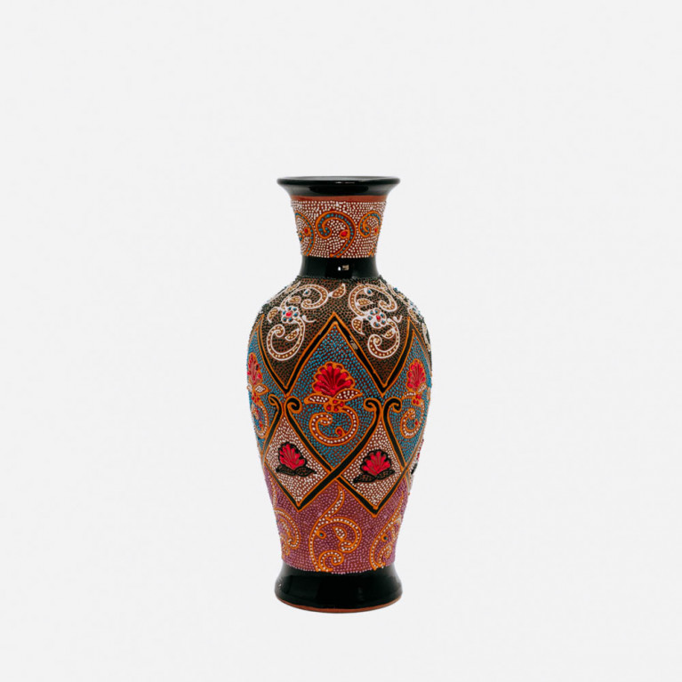 Unique handmade vase from Rishtan (Uzbekistan), 30 cm, drip technique