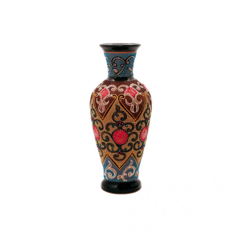 Unique handmade vase from Rishtan (Uzbekistan), 30 cm, drip technique