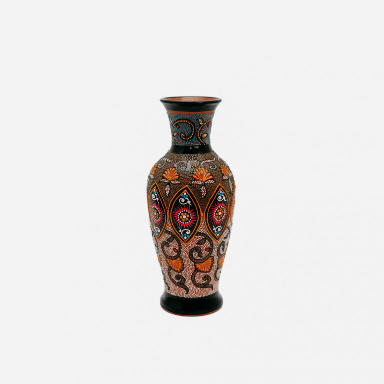 Unique handmade vase from Rishtan (Uzbekistan), 30 cm, drip technique