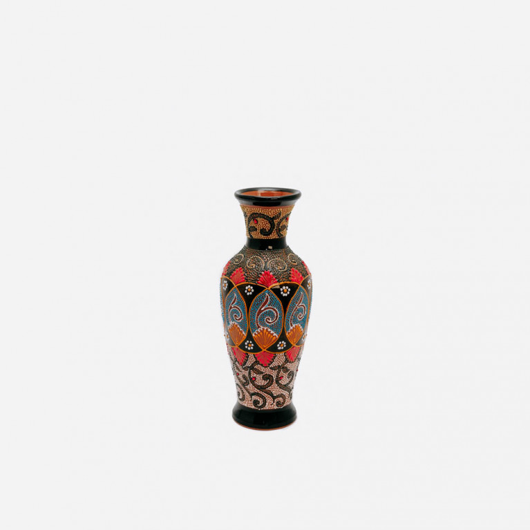 Unique handmade vase from Rishtan (Uzbekistan), 30 cm, drip technique