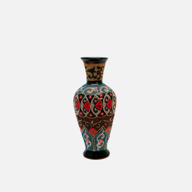 Unique handmade vase from Rishtan (Uzbekistan), 30 cm, drip technique