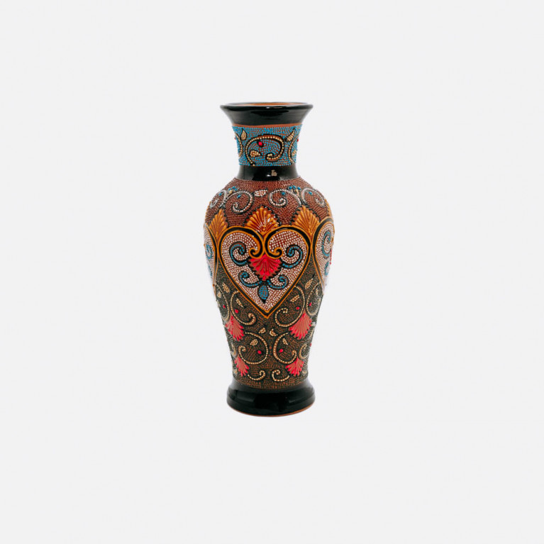 Unique handmade vase from Rishtan (Uzbekistan), 30 cm, drip technique