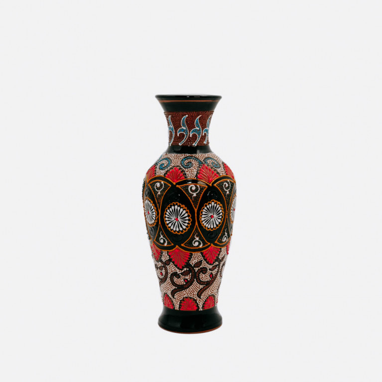 Unique handmade vase from Rishtan (Uzbekistan), 30 cm, drip technique