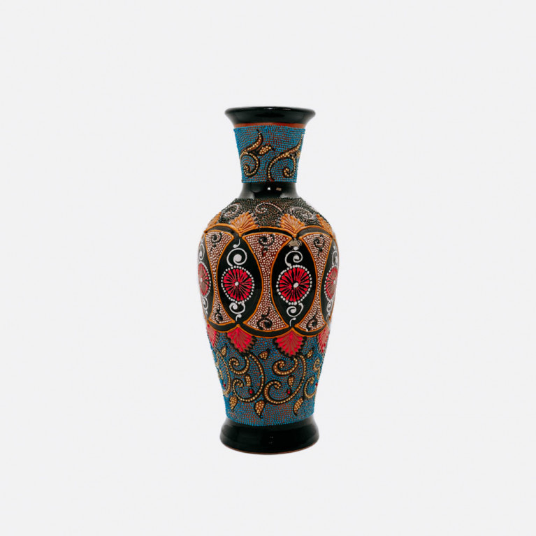 Unique handmade vase from Rishtan (Uzbekistan), 30 cm, drip technique