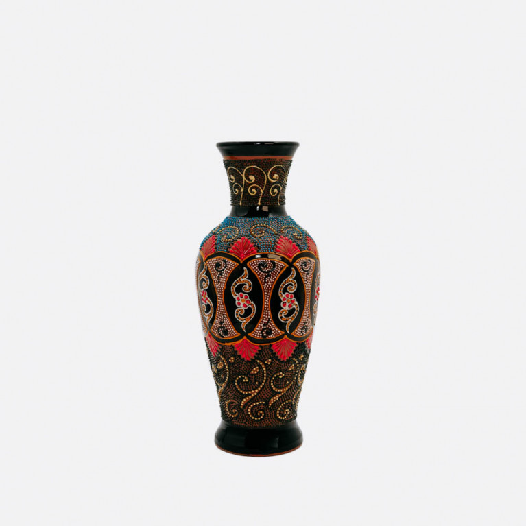 Unique handmade vase from Rishtan (Uzbekistan), 30 cm, drip technique