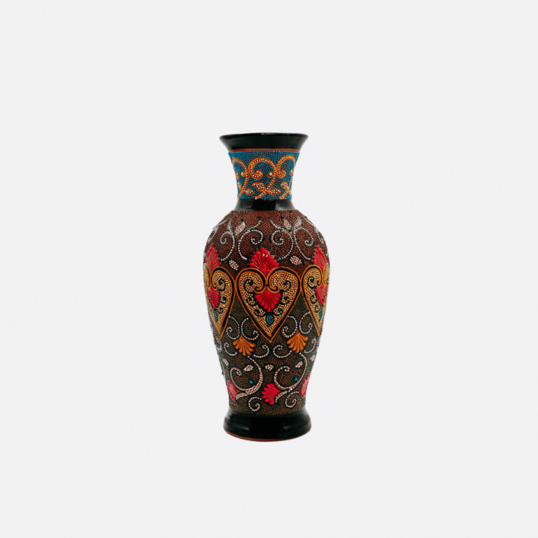 Unique handmade vase from Rishtan (Uzbekistan), 30 cm, drip technique