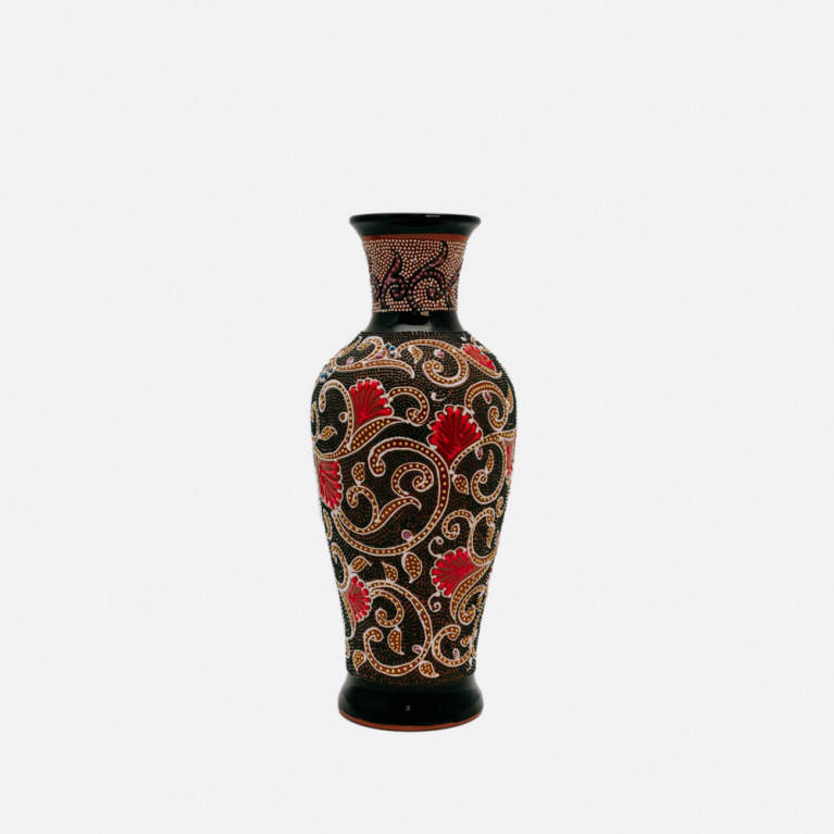 Unique handmade vase from Rishtan (Uzbekistan), 30 cm, drip technique