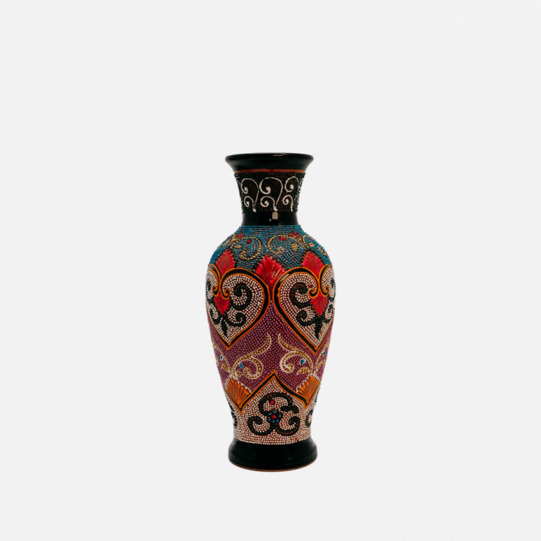 Unique handmade vase from Rishtan (Uzbekistan), 30 cm, drip technique