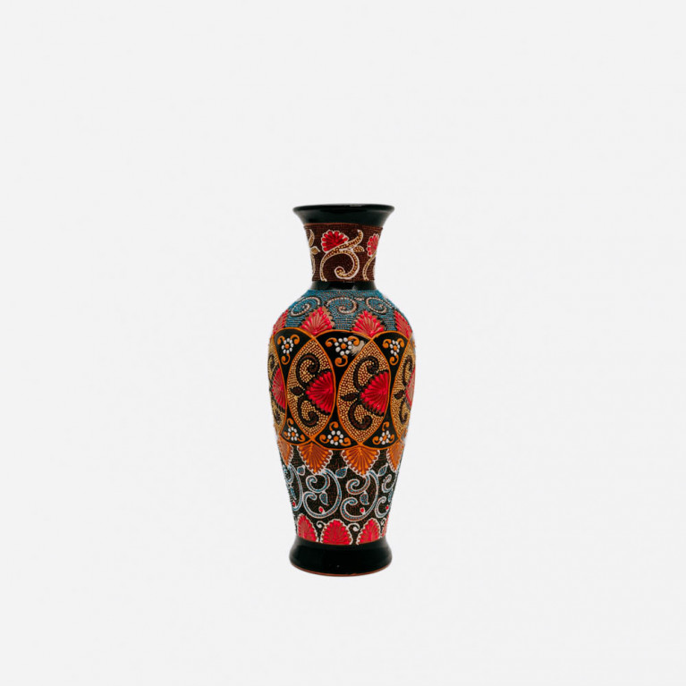 Unique handmade vase from Rishtan (Uzbekistan), 30 cm, drip technique