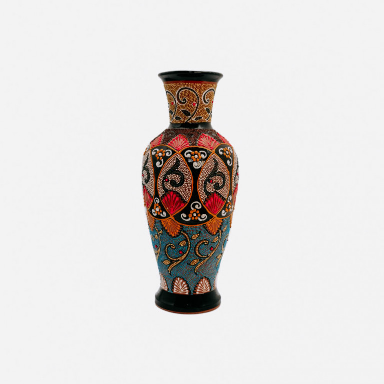 Unique handmade vase from Rishtan (Uzbekistan), 30 cm, drip technique