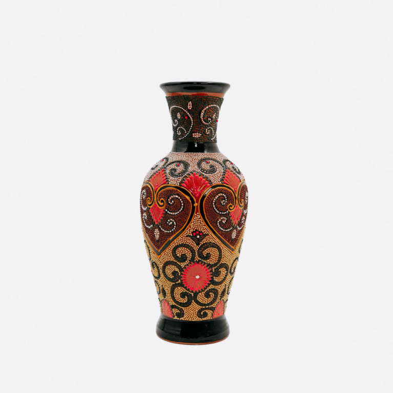 Unique handmade vase from Rishtan (Uzbekistan), 30 cm, drip technique