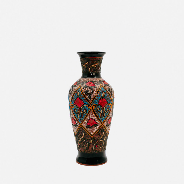 Unique handmade vase from Rishtan (Uzbekistan), 30 cm, drip technique