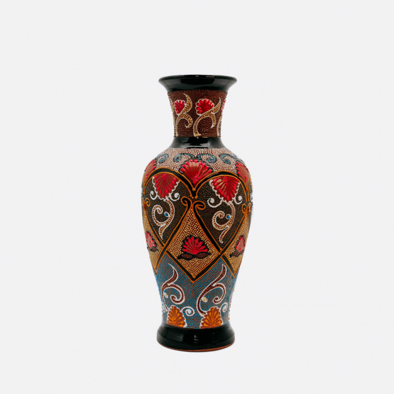 Unique handmade vase from Rishtan (Uzbekistan), 30 cm, drip technique