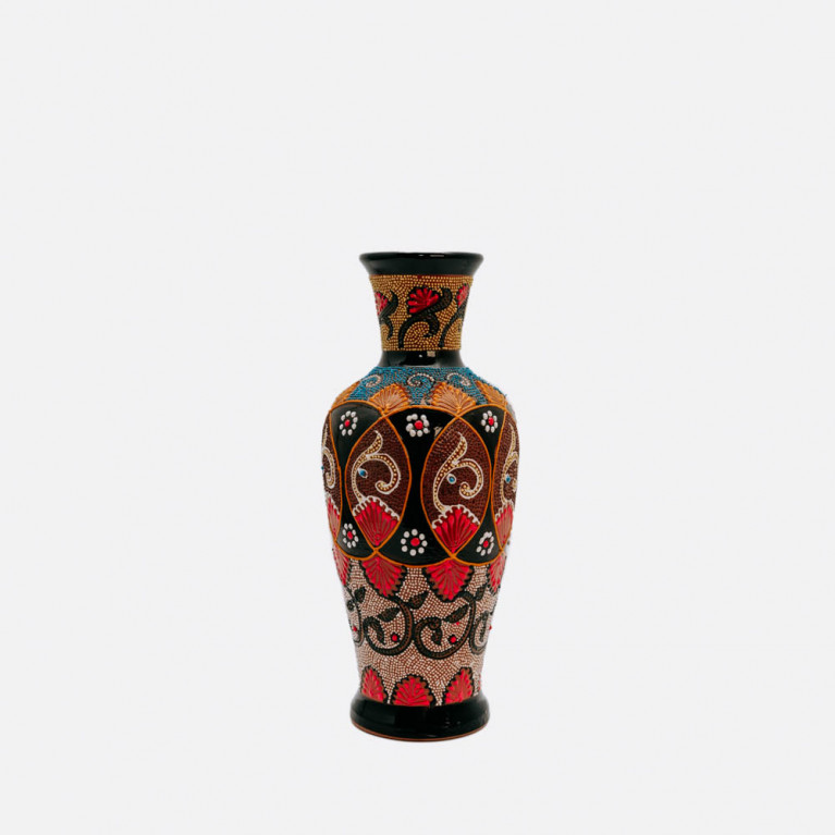 Unique handmade vase from Rishtan (Uzbekistan), 30 cm, drip technique