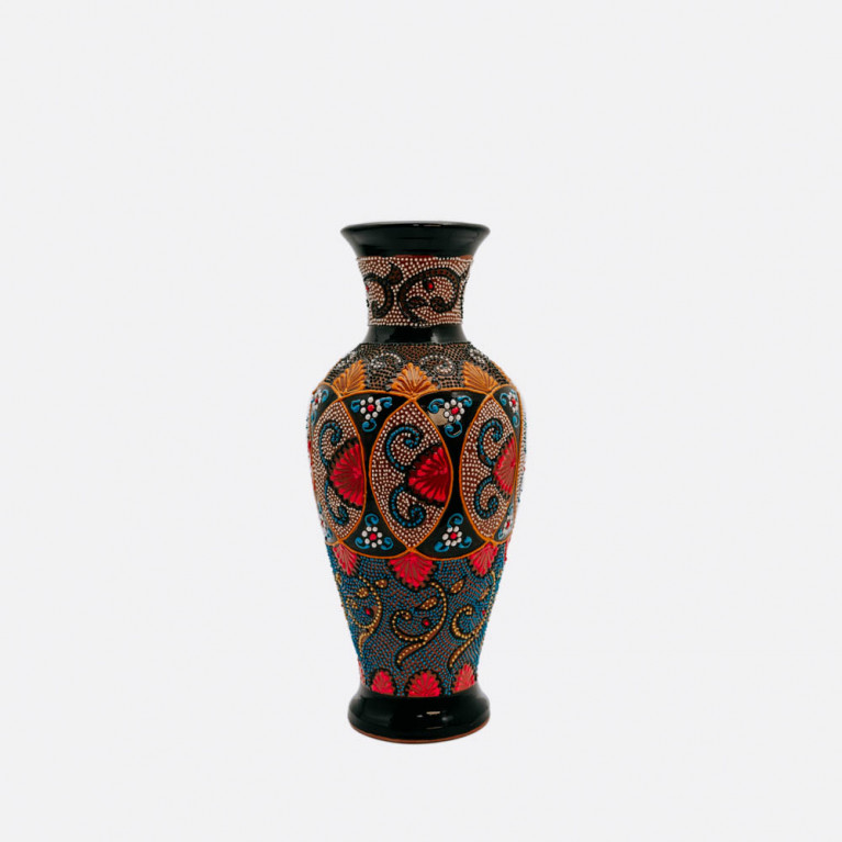 Unique handmade vase from Rishtan (Uzbekistan), 30 cm, drip technique