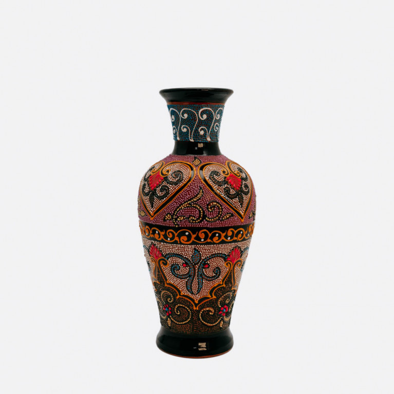 Unique handmade vase from Rishtan (Uzbekistan), 30 cm, drip technique