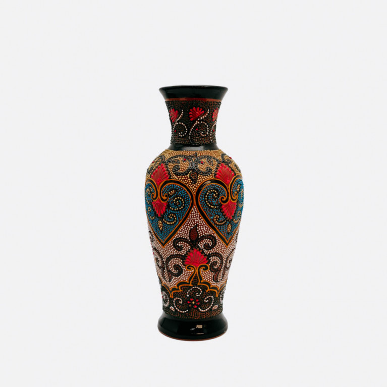 Unique handmade vase from Rishtan (Uzbekistan), 30 cm, drip technique