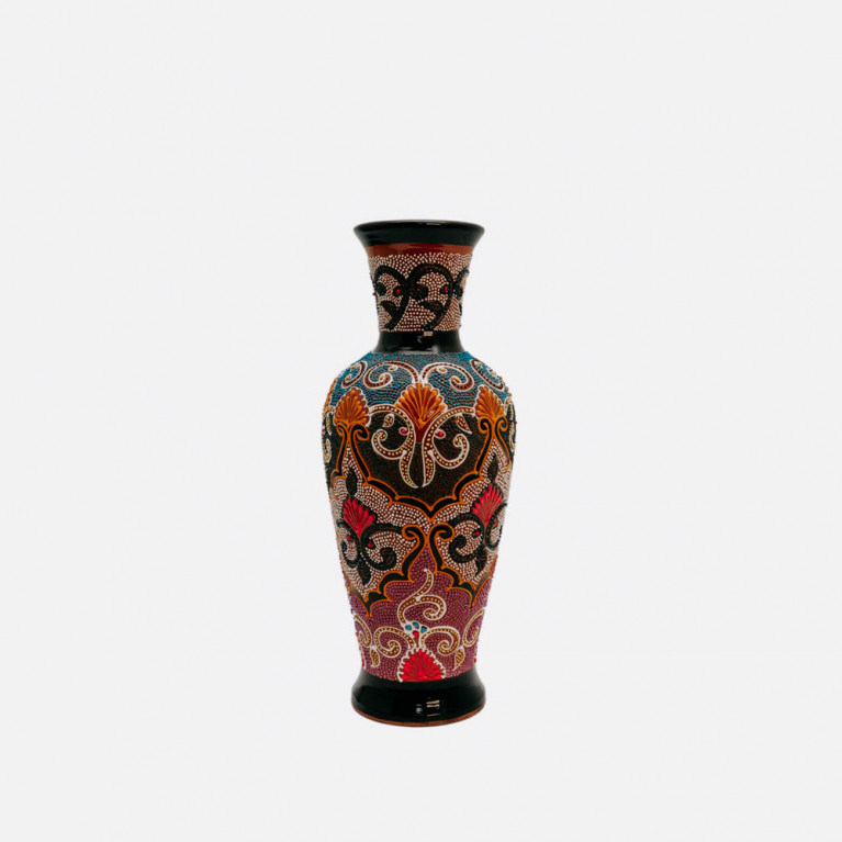 Unique handmade vase from Rishtan (Uzbekistan), 30 cm, drip technique