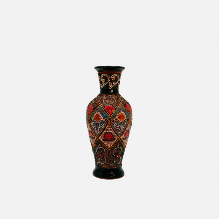 Unique handmade vase from Rishtan (Uzbekistan), 30 cm, drip technique