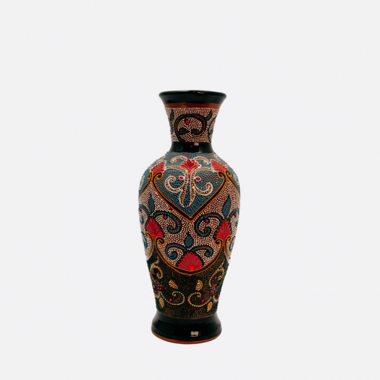 Unique handmade vase from Rishtan (Uzbekistan), 30 cm, drip technique