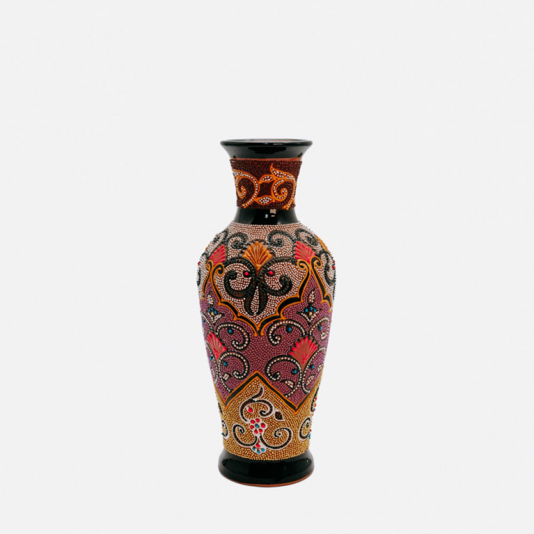 Unique handmade vase from Rishtan (Uzbekistan), 30 cm, drip technique