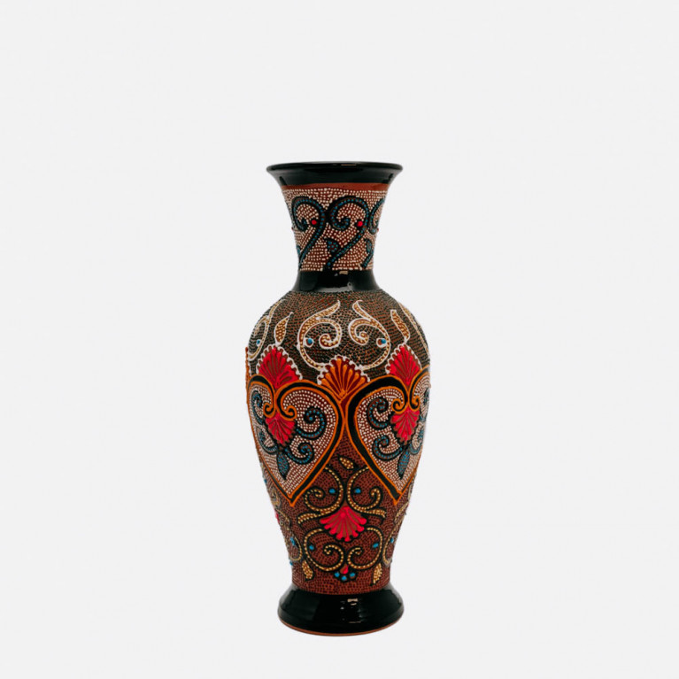 Unique handmade vase from Rishtan (Uzbekistan), 30 cm, drip technique