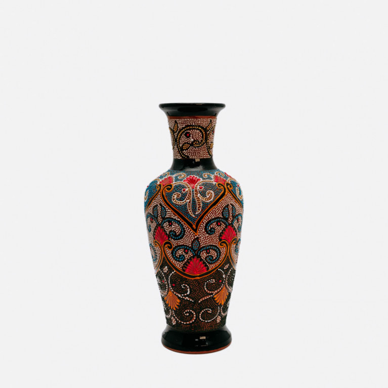 Unique handmade vase from Rishtan (Uzbekistan), 30 cm, drip technique