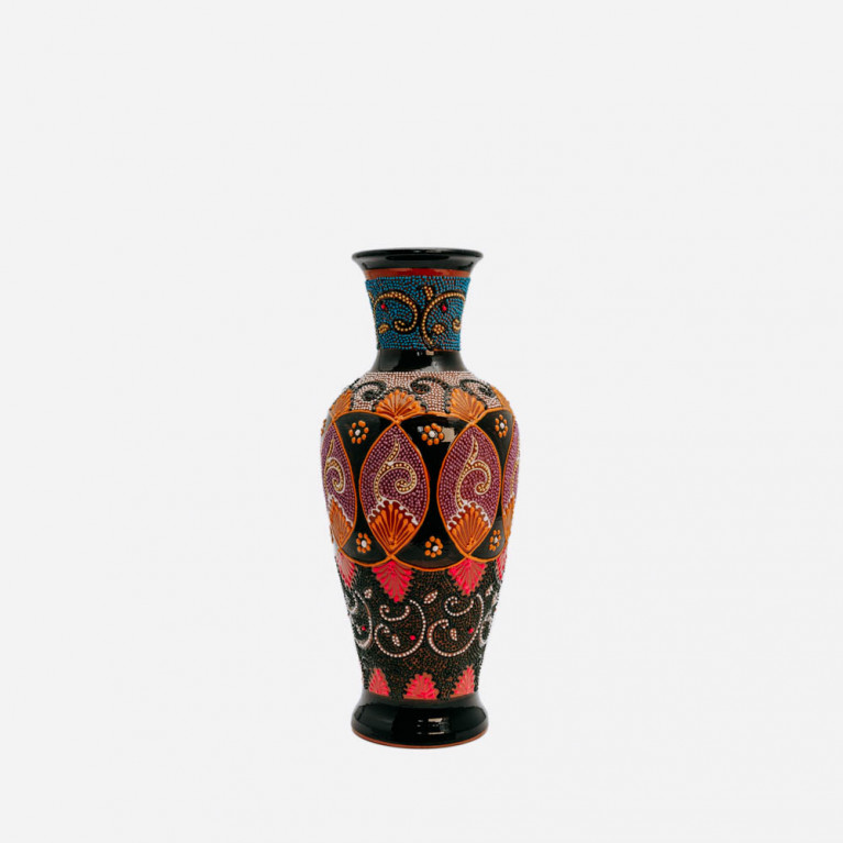 Unique handmade vase from Rishtan (Uzbekistan), 30 cm, drip technique