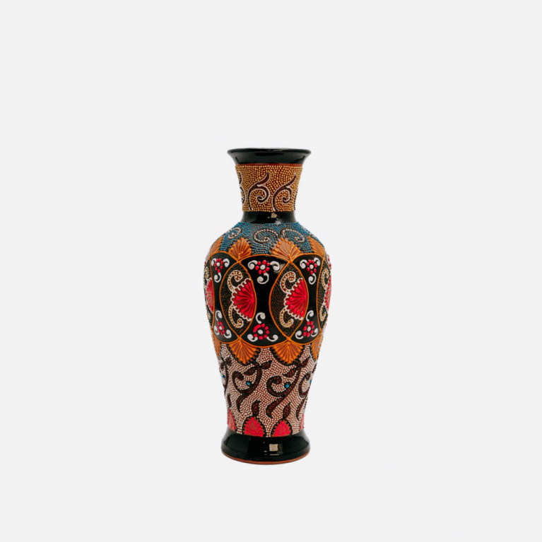 Unique handmade vase from Rishtan (Uzbekistan), 30 cm, drip technique