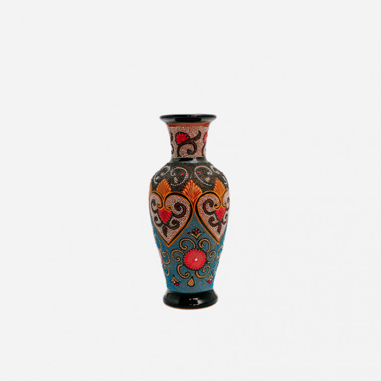 Unique handmade vase from Rishtan (Uzbekistan), 30 cm, drip technique