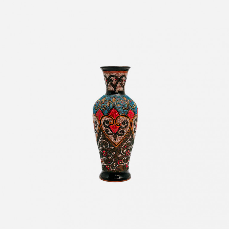 Unique handmade vase from Rishtan (Uzbekistan), 30 cm, drip technique