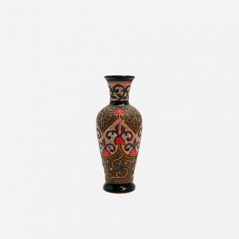 Unique handmade vase from Rishtan (Uzbekistan), 30 cm, drip technique