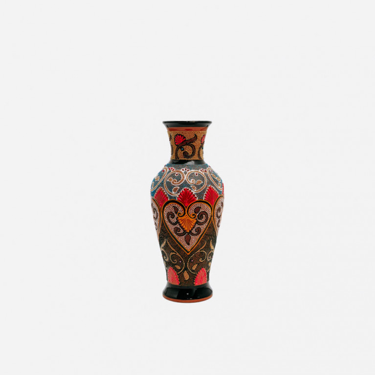 Unique handmade vase from Rishtan (Uzbekistan), 30 cm, drip technique