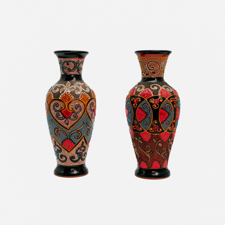 Unique handmade vase from Rishtan (Uzbekistan), 30 cm, drip technique