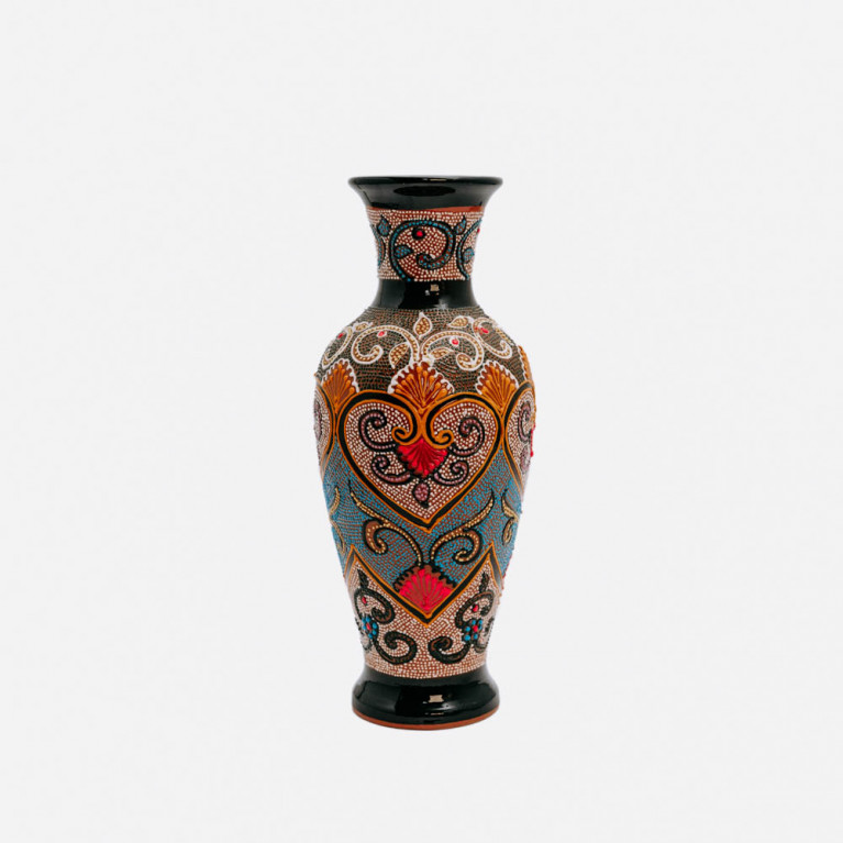 Unique handmade vase from Rishtan (Uzbekistan), 30 cm, drip technique