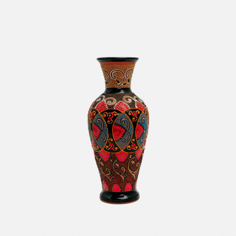 Unique handmade vase from Rishtan (Uzbekistan), 30 cm, drip technique