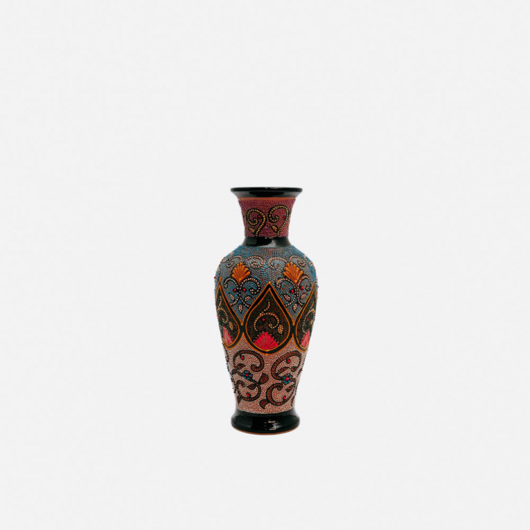 Unique handmade vase from Rishtan (Uzbekistan), 30 cm, drip technique