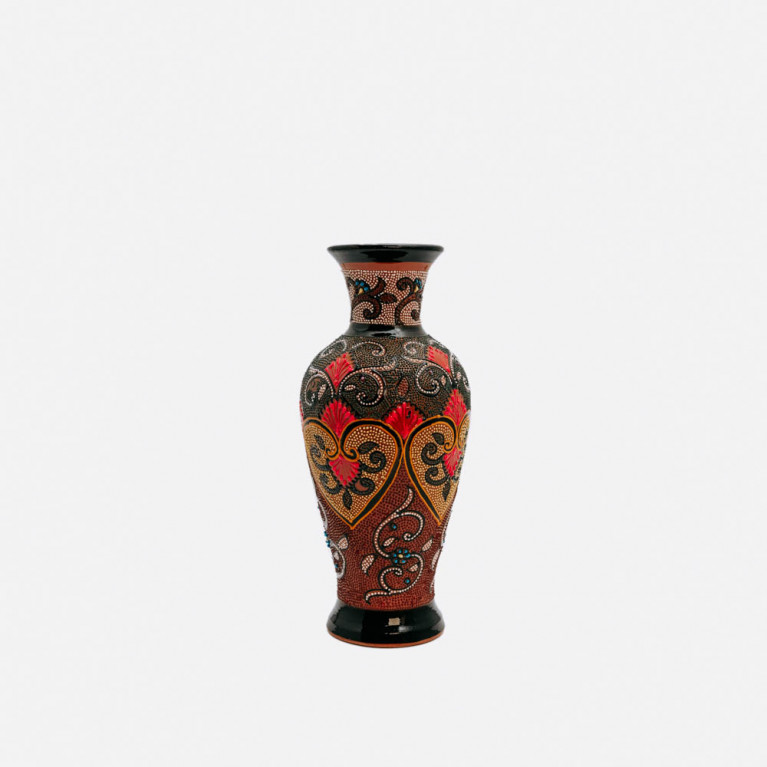 Unique handmade vase from Rishtan (Uzbekistan), 30 cm, drip technique