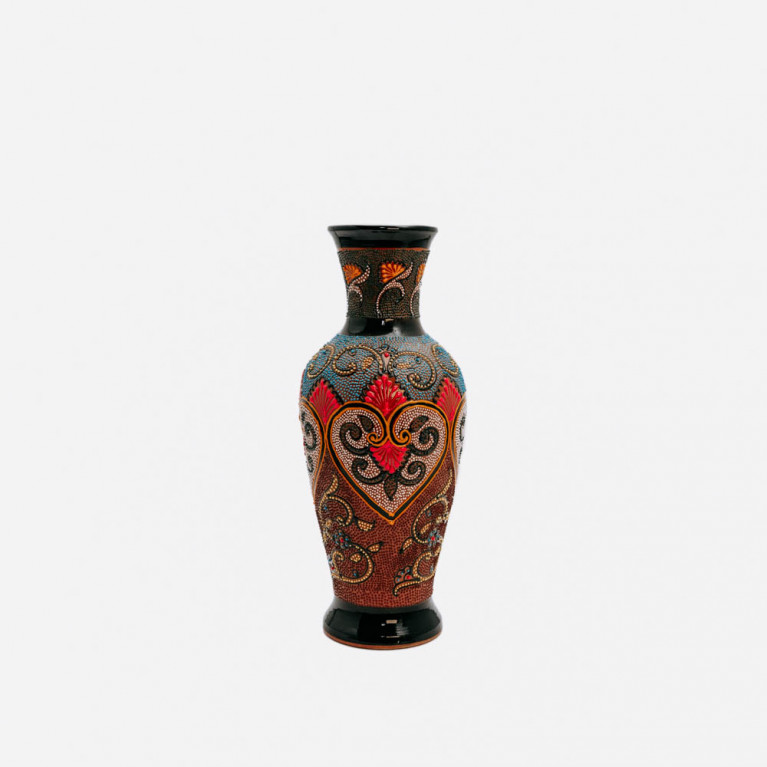 Unique handmade vase from Rishtan (Uzbekistan), 30 cm, drip technique