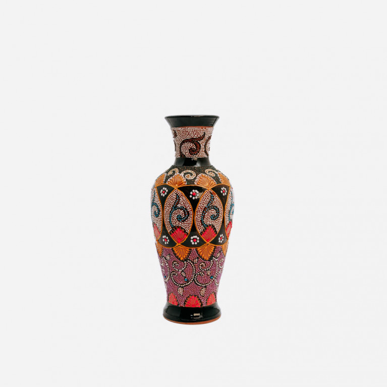 Unique handmade vase from Rishtan (Uzbekistan), 30 cm, drip technique